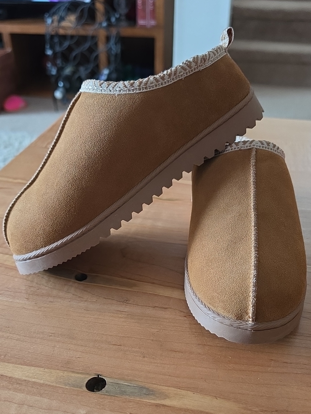 Women’s Slip-On Mules in Tan Suede-Look